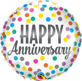 18" Happy Anniversary Confetti Dots Foil Balloon