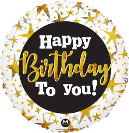 30" Happy Birthday Gold Stars Jumbo Foil Balloon