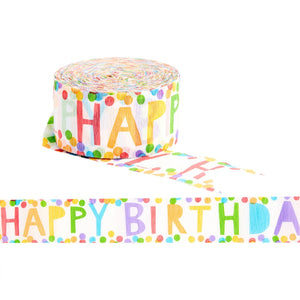 Printed Crepe Streamers - Happy Birthday, Rainbow