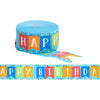 Printed Crepe Streamers - Happy Birthday, Blue