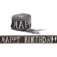 Printed Crepe Streamers - Happy Birthday, Chalk