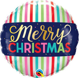 18" Christmas Colorful Stripes Foil Balloon