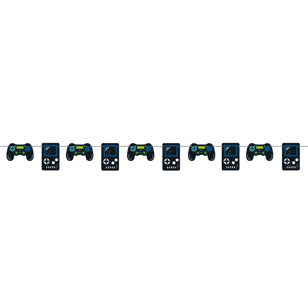 Gamer Birthday Diecut Controllers Garland  7 ft.