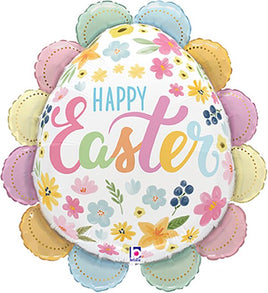 30" Ruffled Floral Easter Egg Foil Balloon