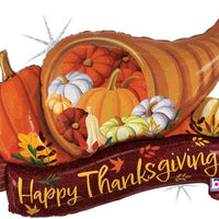 37" Cornucopia Thanksgiving Banner Foil Balloon