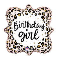 18" SATIN LEOPARD BIRTHDAY GIRL FOIL BALLOON