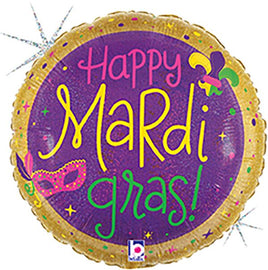 18" Colorful Mardi Gras Foil Balloon