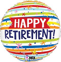 18" HAPPY RETIREMENT STRIPS FOIL BALLOON