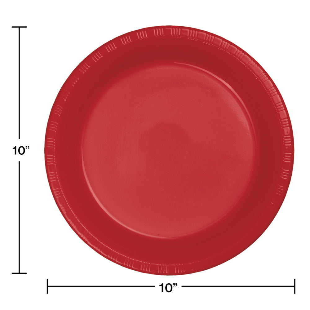 10 in. Classic Red Plastic Plates 20 ct.