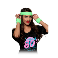 80's Headband Set-Neon Green