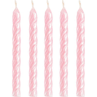 Iridescent Pink Spiral Birthday Candles - 24ct