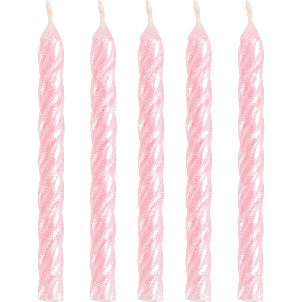 Iridescent Pink Spiral Birthday Candles - 24ct