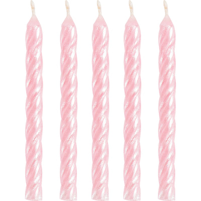 Iridescent Pink Spiral Birthday Candles - 24ct