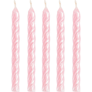 Iridescent Pink Spiral Birthday Candles - 24ct