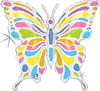 33" PASTEL BUTTERFLY HOLOGRAPHIC FOIL JUMBO SHAPED BALLOON