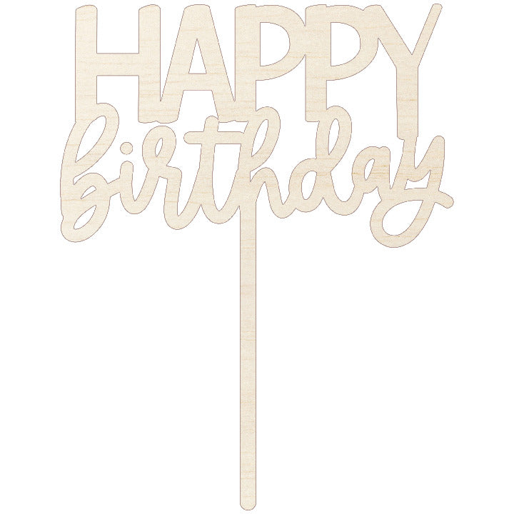 Wood Happy Birthday Cake Topper 1 ct.