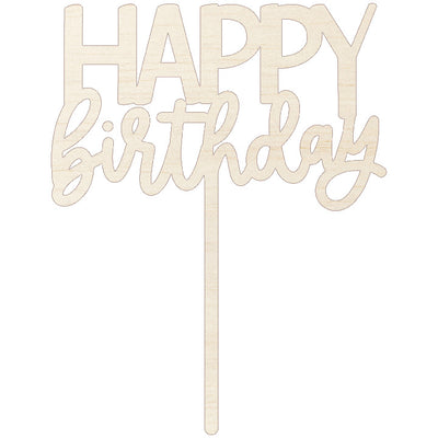 Wood Happy Birthday Cake Topper 1 ct.