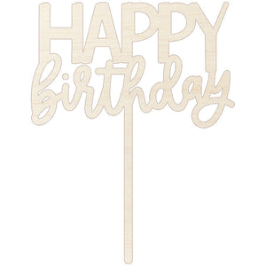 Wood Happy Birthday Cake Topper 1 ct.