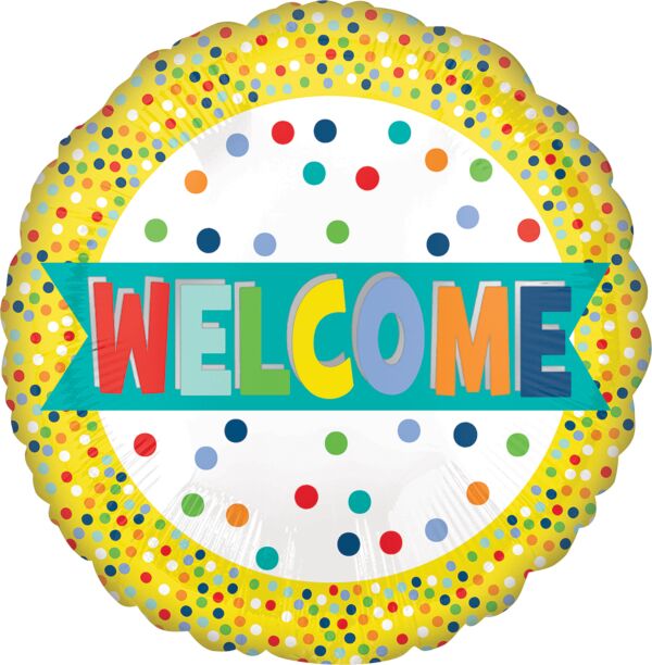 18" Welcome Lots of Dots Foil Balloon