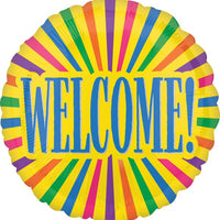 17" Welcome Burst Yellow Foil Balloon