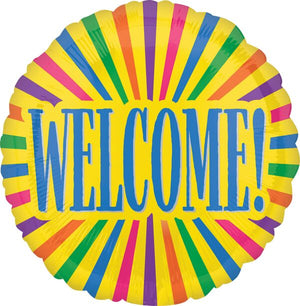 17" Welcome Burst Yellow Foil Balloon