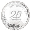 18" 25th ANNIVERSARY Silver Foil Balloon