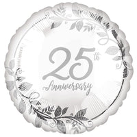 18" 25th ANNIVERSARY Silver Foil Balloon