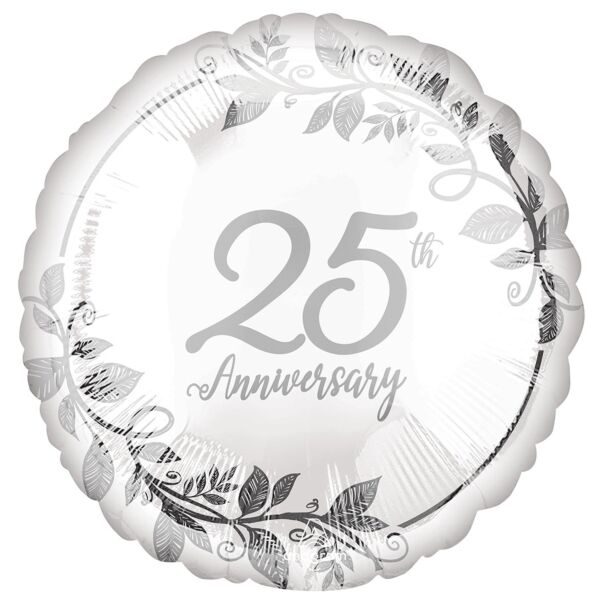 18" 25th ANNIVERSARY Silver Foil Balloon