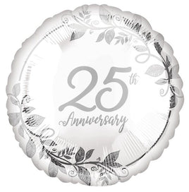 18" 25th ANNIVERSARY Silver Foil Balloon