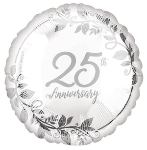 18" 25th ANNIVERSARY Silver Foil Balloon