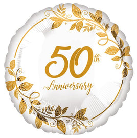 18" 50th ANNIVERSARY Gold Foil Balloon