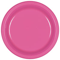 9" Round Plastic Plates  - Bright Pink 20 ct.