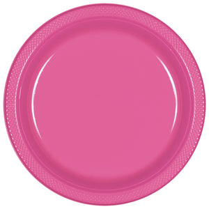 9" Round Plastic Plates  - Bright Pink 20 ct.