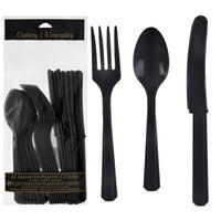 Jet Black Assorted Plastic Cutlery 24 ct.