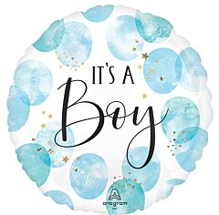 17" BABY BOY BLUE WATERCOLOR FOIL BALLOON