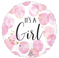 18" BABY GIRL PINK WATERCOLOR FOIL BALLOON