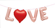 Rose Gold LOVE Foil Balloon Banner Kit with Heart  9 ft