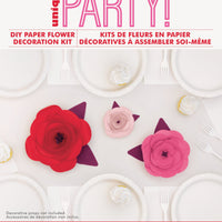 Assorted Pink & Red Paper Flowers DIY Decoration Kit  3pc