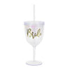 Plastic Glitter Bride Cup w/Straw