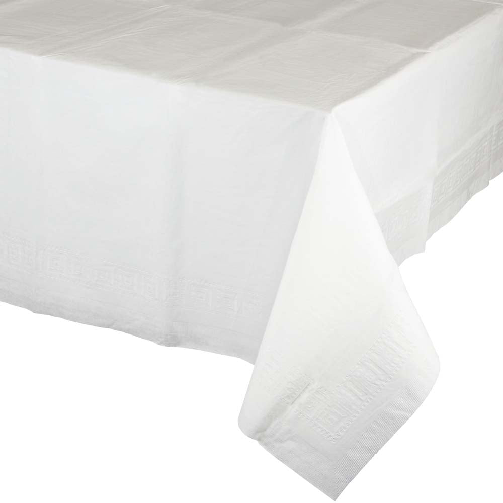 54" X 108" White Lined Tablecover 1 ct.