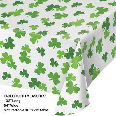 Shamrocks Plastic Tablecover 54 in. X 102 in.   1 ct.