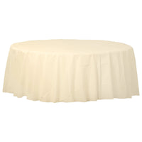 84" Round Plastic Table Cover - Vanilla Cream