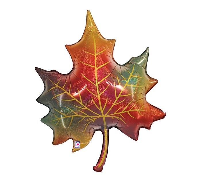 30" Glitter Fall Leaf Foil Balloon