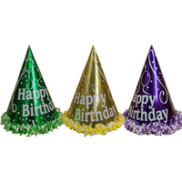 15" Foil Birthday Hat w/Tassel & Trim (Assorted Colors) 1 ct.