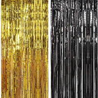 Gold & Black Foil Fringe Curtain 3FT. X 8FT.