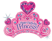 34" Happy Birthday Princess Crown Foil Balloon