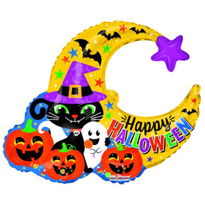 36" Halloween Cat and Moon Foil Balloon