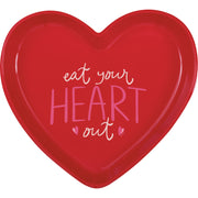 Red Eat Your Heart Out Heart Shaped Reusable Plastic Tray