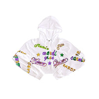 Adult Mardi Gras Explosion Crop Hoodie