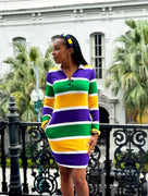 Mardi Gras Thick Stripe Rugby Adult Dress